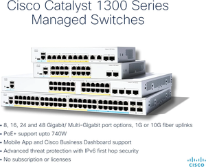 Commutateur PoE CiscoS série C1300, 8 ports, réseau intelligent, C1300-8T-E-2G - Product Image 5