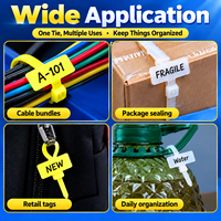 Kabel Ties Nylon 66 Kelas Industri untuk Identifikasi Kabel Listrik, Label Cetak Laser Logo Kustom, Kemasan 100 Pcs