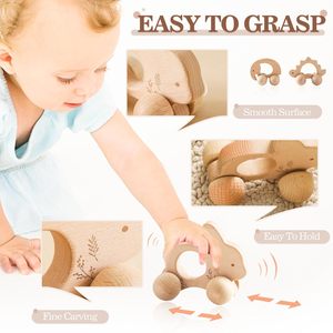 Personnalisé sans BPA doux autisme sensoriel jouet à mâcher anneau de dentition en bois hochet Animal Silicone anneau de dentition jouets de dentition pour bébé - Product Image 2