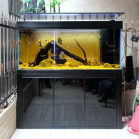 Aquarium en verre ultra-transparent sur mesure avec meuble en aluminium, filtre de fond et accessoires pour animaux de compagnie offerts – Vente en gros