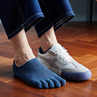 Chaussettes à cinq doigts pour hommes, personnalisées, couleur unie, tendance, respirantes, fines, pour l'été
