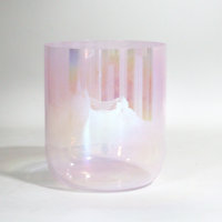 Gradient Pink Aurora Transparent Crystal Singing Bowl Pot Healing Meditation Music Percussion Musical Instrument Yoga