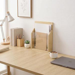 Wooden <b>File</b> <b>Storage</b> Rack Rectangle Wall Mounted Office Desk Organizer Document Holder Country Style - Product Image 2