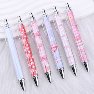 Stylo bille en plastique DIY transfrontalier avec insert en papier coloré, encre noire 1,0 mm, non effaçable, motif dessin animé blanc - Product Image 2
