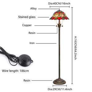 Lámpara de pie Tiffany de alta calidad a precio Goos de Venta caliente con pantalla de lámpara de vidriera hecha a mano, pie Vintage para sala de estar - Product Image 6