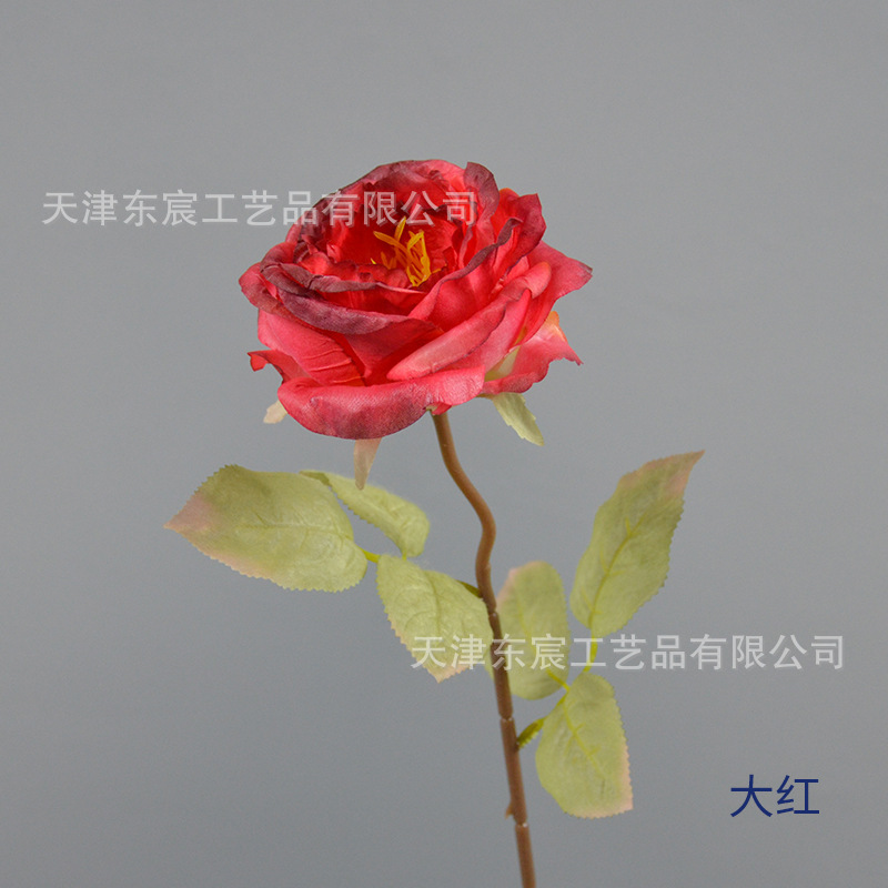 Tige unique de rose non tissée, rouge vif