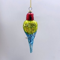 Lot de 3 Mini boules multicolores en forme de perroquet, verre vert violet rouge, décoration de noël, ornement de noël suspendu