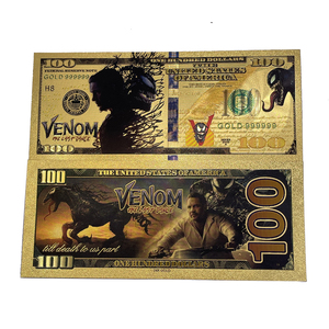 New Design Hero 24k Gold 100 US Dollar Movie Fan Card <strong>Pet</strong> Banknote - Product Image 1