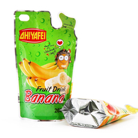 Pochette d'emballage alimentaire irrégulière pour jus de fruits, imprimée sur mesure, brillante, avec encoche de déchirement facile et trou de suspension, qualité alimentaire