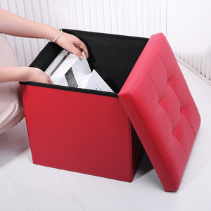 <b>Storage</b> <b>Box</b> Stool Square Foldable With Lid <b>For</b> Kids Toy Clothes <b>Storage</b> White Red Green Beige Gray - Product Image 2