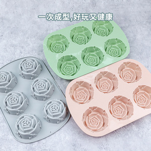 Rose Cake Silicone <b>Mold</b> 6 Cavity For Baking Mooncake <b>Jelly</b> Ice Cube Soap Candle Decoration - Product Image 1