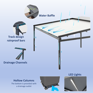 Tetto Retrattile <span class=keywords><strong>da</strong></span> Esterno Impermeabile in PVC e Alluminio Tenda <span class=keywords><strong>a</strong></span> <span class=keywords><strong>Pergola</strong></span> Motorizzata Elettrica Pieghevole per Patio Copertura Automatica Parasole - Product Image 4