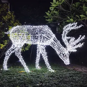 Коммерческая большая уличная садовая Рождественская декорация, подсвеченная скульптура животного, стоячие 3d олени, фонари