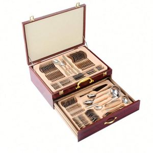 High Quality Eco-friendly Stainless Steel 410 72/24 Pieces Contemporary Flatware <b>Set</b> Customized Logo Gift Box for Business Gifts - Product Image 3