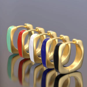 Pendientes de Aro de Lujo Chapados en Oro Blanco, Diseño Geométrico Minimalista, Unisex, para Uso Diario, Joyería Fina, Chapado en Oro de 22k - Product Image 5