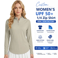 Chemise de protection solaire à séchage rapide pour femmes, col zippé 1/4, UPF 50+, manches longues, pour le golf, la randonnée, OEM ODM