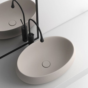 Arte moderno Cerámica Baño <span class=keywords><strong>Verde</strong></span> Gris Mármol Diseño Hotel <span class=keywords><strong>Lavabo</strong></span> ovalado - Product Image 2