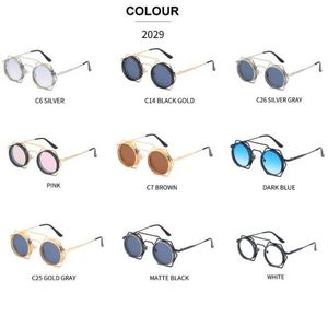 Gafas de Sol Redondas de Metal Retro de Alta Calidad al por Mayor para Mujer, Lentes de Espejo, Gafas de Sol Góticas Steampunk para Hombre - Product Image 5