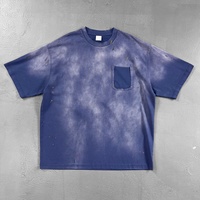T-shirt vierge pour homme, personnalisable en gros, 275 g/m², style streetwear robuste, avec poche, effet délavé à l'acide, effet éclaboussures de peinture, effet vintage et vieilli