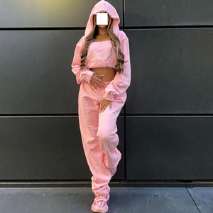 Ensemble survêtement de sport personnalisé avec fermeture éclair, patch de jogging brodé, pantalon de survêtement et sweat à capuche surdimensionné lavé à l'acide - Product Image 3
