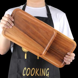 12 Inch Rectangular Acacia Wood Serving Platter Decorative <strong>Wooden</strong> Plate for Party Dcor Classic Style - Product Image 3