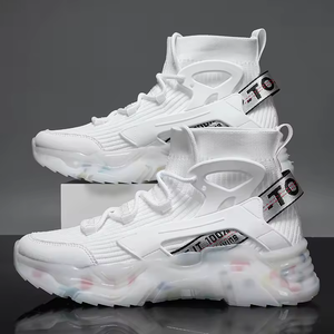 Men's Ultra-<b>Light</b> Dad Sports Shoes Large Size Basketball Style Shoes High-Top Socks Thick-Soled Breathable Casual Walking Shoes - Product Image 1