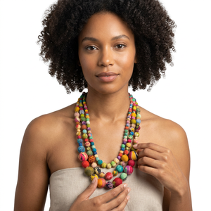 Tissu imprimé africain en gros d'usine, échantillon gratuit, tissu batik véritable en polyester, tissu africain ciré, collier multicolore perlé - Product Image 2