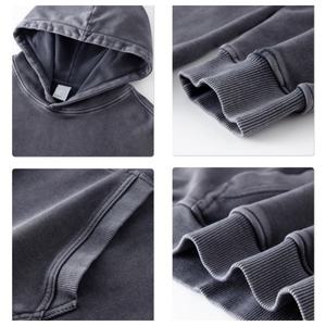 TKAN270 personnalisé surdimensionné Boxy Fit 450gsm poids lourd français éponge à capuche en détresse 500gsm acide lavage Vintage à capuche hommes - Product Image 4