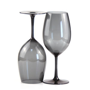 Verres à vin en plastique noir avec bordure en or, coupe à Champagne, De style plastique - Product Image 3