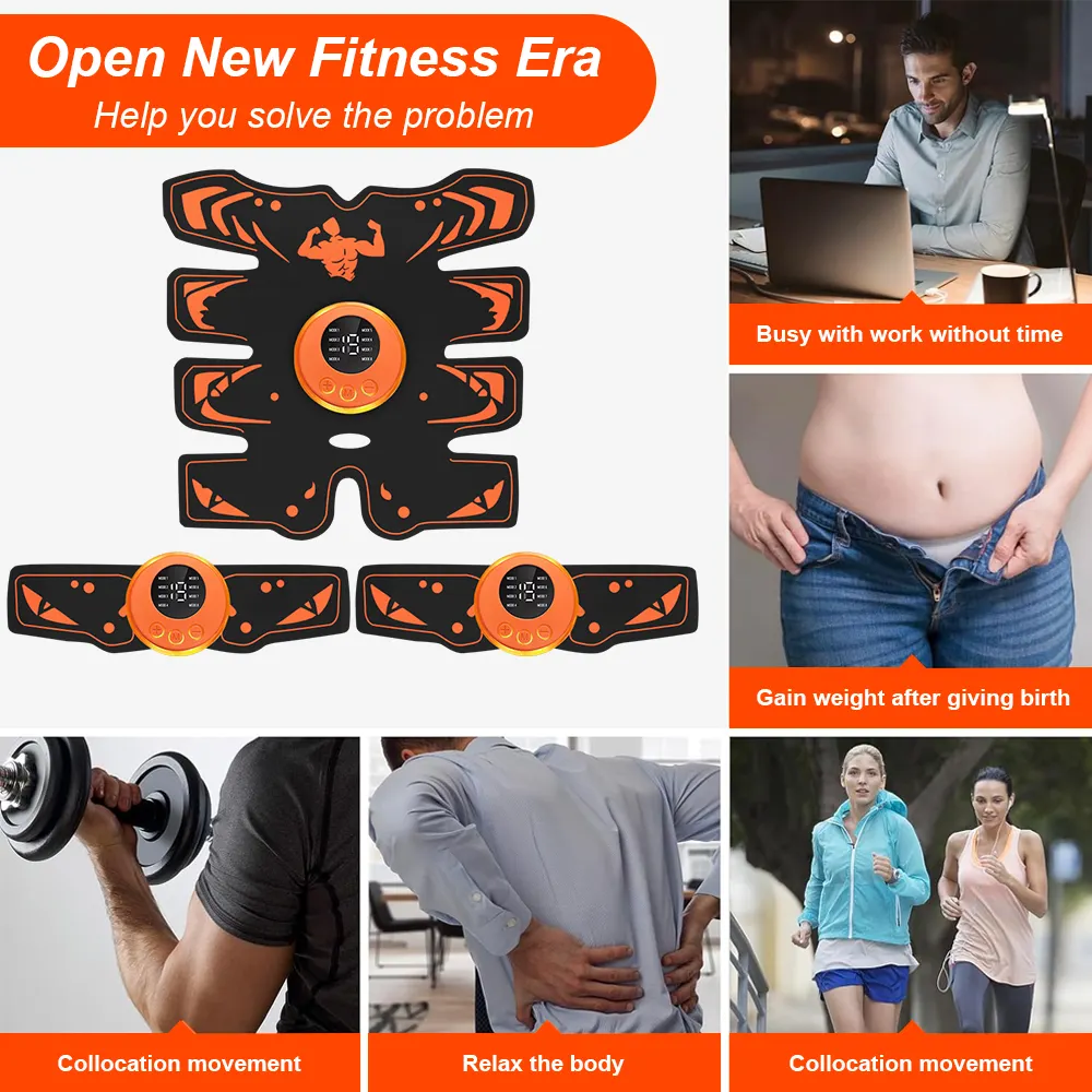 EMS Wireless Muscle Stimulator Trainer Smart Fitness Abdominal Training Electric Weight Loss Stickers Body Slimming Massager