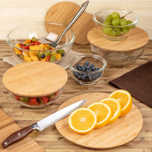 Recipientes portátiles para preparar comidas, cajas de almacenamiento para el almuerzo, contenedor de vidrio para almacenar alimentos con tapa de madera - Product Image 4