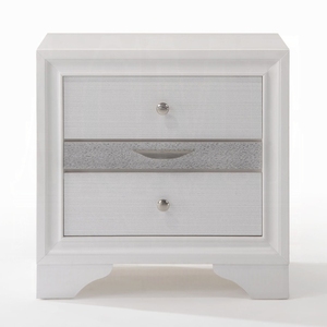 White Finish Wooden Nightstand With Storage <b>Drawers</b> Bedroom Furniture 1pc - Product Image 2