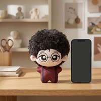 Poupée en peluche afro personnalisée avec lunettes rondes et salopette, jouet en peluche doux, cadeau