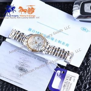 นาฬิกาควอตซ์ผู้ชาย สีทอง สายเหล็กกันน้ำ สายหนังสีเงิน ดีไซน์เรียบง่าย กันน้ำได้ ทันสมัย เหมาะสำหรับ Longiness - Product Image 5