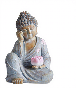 LEADER – Statue <span class=keywords><strong>de</strong></span> Bouddha, lumière extérieure en forme <span class=keywords><strong>de</strong></span> fleur <span class=keywords><strong>de</strong></span> Lotus, étanche, solaire, rechargeable, figurine lumineuse faite à la main, décoration <span class=keywords><strong>Zen</strong></span> pour <span class=keywords><strong>jardin</strong></span> - Product Image 5