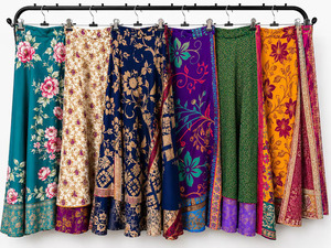 Jupe portefeuille décontractée en soie double couche pour femme, taille haute ajustable, élégante, légère, longueur genou, idéale pour la plage et les vacances d'été - Product Image 2
