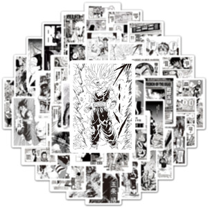 Nouvelles 50 autocollants d'affiches de mangas japonais noir et blanc pour décoration murale et de téléphone, autocollants anime imperméables - Product Image 4