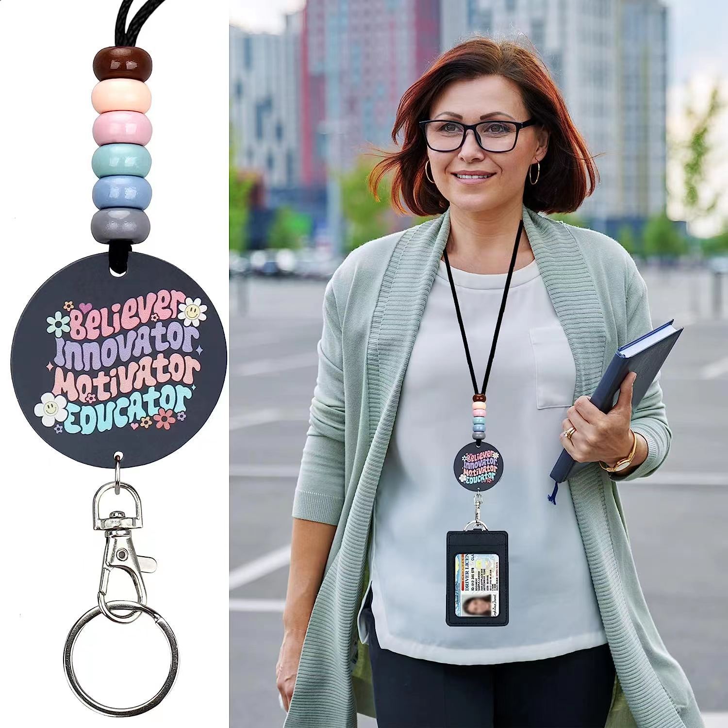 Wholesale Multi-color Eco-Friendly Fashionable Waterproof Durable Silicone Lanyards THEATRE TEAM MANAGER Printed for ID Card Image 3