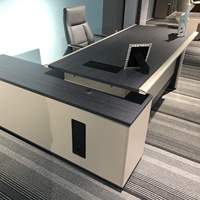 Table de bureau de luxe en forme de L Design moderne Président Executive Boss CEO Bureaux Combinaison Mobilier de bureau