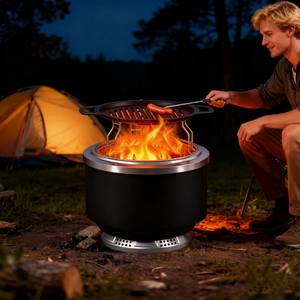 Toptan Yuvarlak Ateş Çukuru Dumansız Ateş Çukuru Paslanmaz Çelik Taşınabilir Soba Odun Yakmalı Dış Mekan Ateş Çukuru Dumansız Ateş Çukuru - Product Image 1