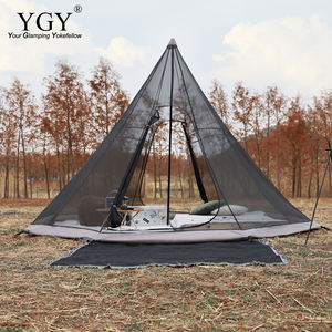 YGY tente pyramidale de glamping double couche 4-6 personnes étanche anti-UV famille tente d'été extérieure 4 saisons avec cuisinière - Product Image 3