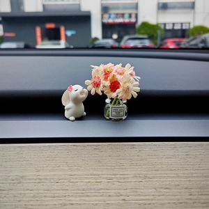 Mini Flower Rabbit Car <b>Ornament</b> Resin Cartoon Decor For Center Console <b>Easter</b> Gift - Product Image 4