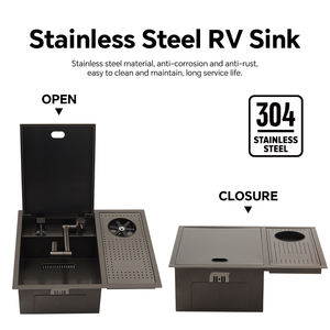 HOMFUL Boat RV PVD lavabo a mano rubinetto piegato per Caravan lavello in acciaio inox a nido d'ape pannello RV lavello - Product Image 3