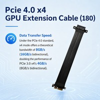 Cable de datos PCI-E para pruebas de hardware, extensor de conector chapado en oro PCIe 4.0 X4 Riser de 16 GB/s, cable plano para estación de trabajo de renderizado 3D