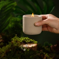 Ensemble de bougies en cire de soja avec texture en béton et logo personnalisé, mèche en bois, boîte cadeau pour les cadeaux de pendaison de crémaillère