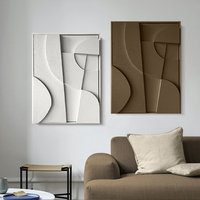 Seni Dinding Relief 3D Buatan Tangan Modern Lukisan Tekstur Abstrak Wabi Sabi Baru Dekorasi Ruang Tamu-Lukisan Ukiran Kayu