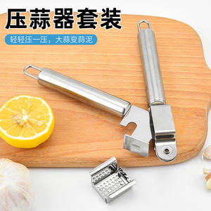 Ensemble de presse-ail en acier inoxydable, hachoir manuel avec brosse et couvercle de protection pour usage en cuisine - Product Image 5