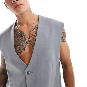 <span class=keywords><strong>Giacca</strong></span> da uomo senza maniche rilassata con <span class=keywords><strong>3</strong></span> <span class=keywords><strong>bottoni</strong></span> con scollo a V intelligente di alta qualità - Product Image 3