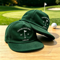 Gorra Deportiva Unisex de 5 Paneles con Logotipo Personalizado Bordado, Visera Plana Ajustable, Gorra de Béisbol y Golf con Visera Plana de Pana