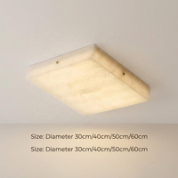Plafonnier LED Rectangulaire en Marbre Translucide Naturel, Design Ultra-Mince 30cm en Fer pour Chambre, Couloir, Salle de Thé